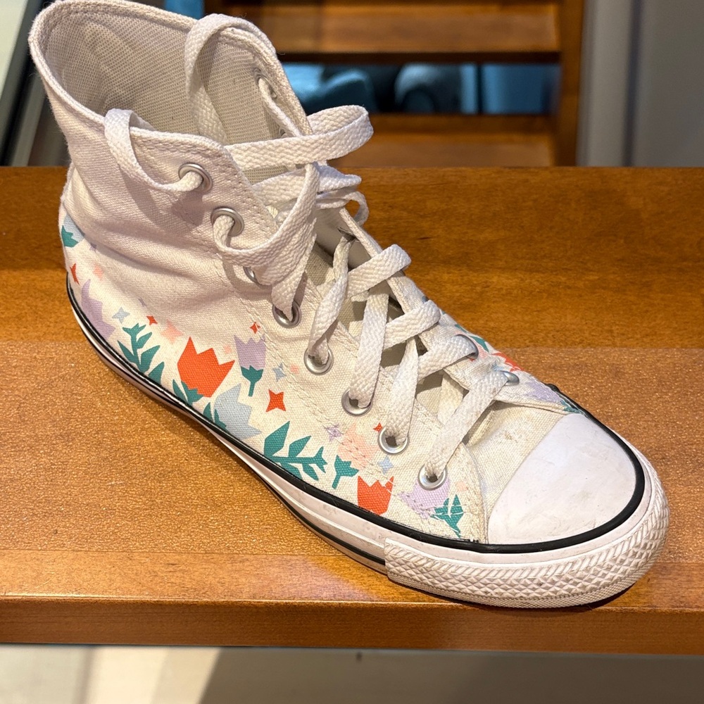 Floral White High-Top Converse